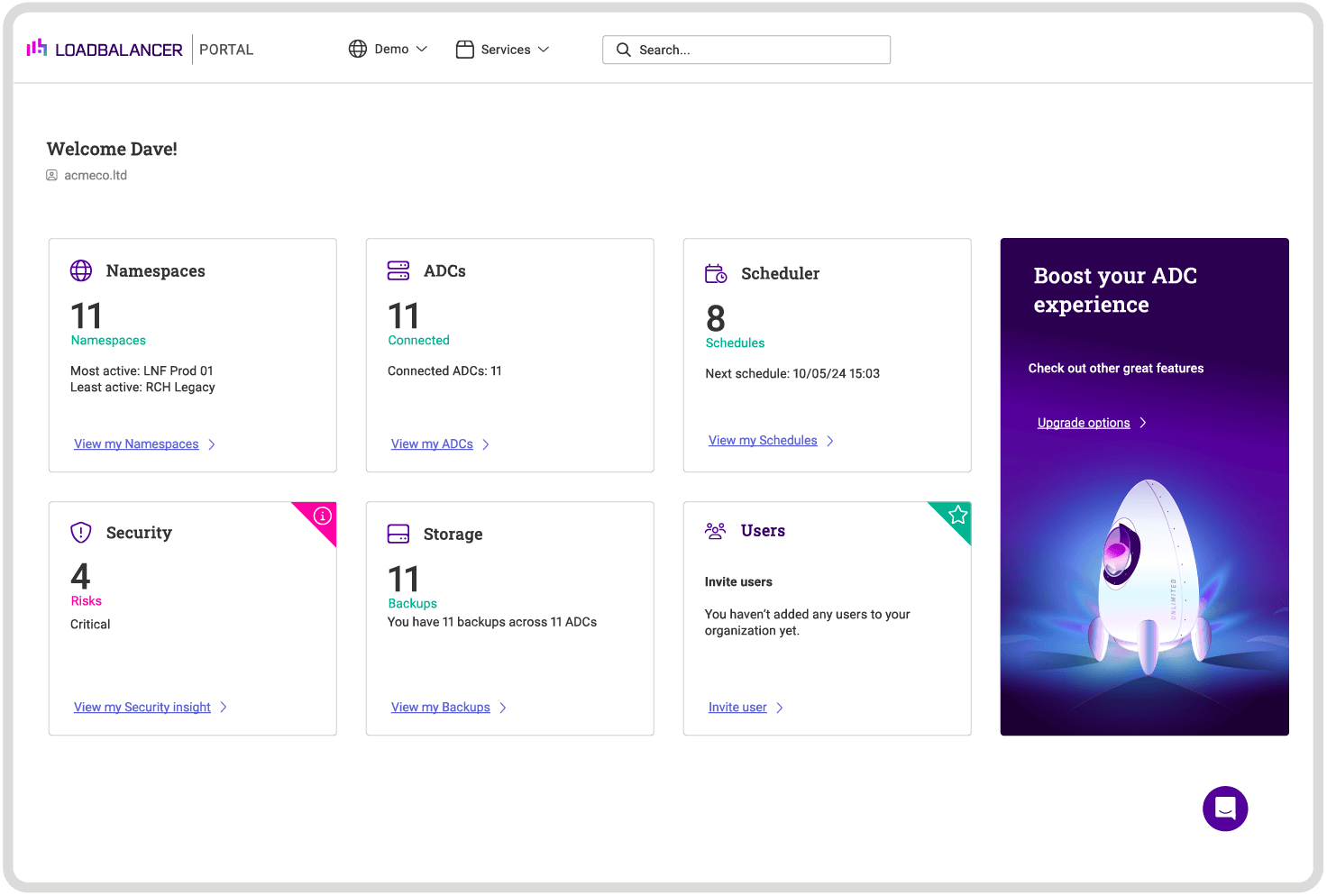 screenshot of Loadbalancer ADC Portal